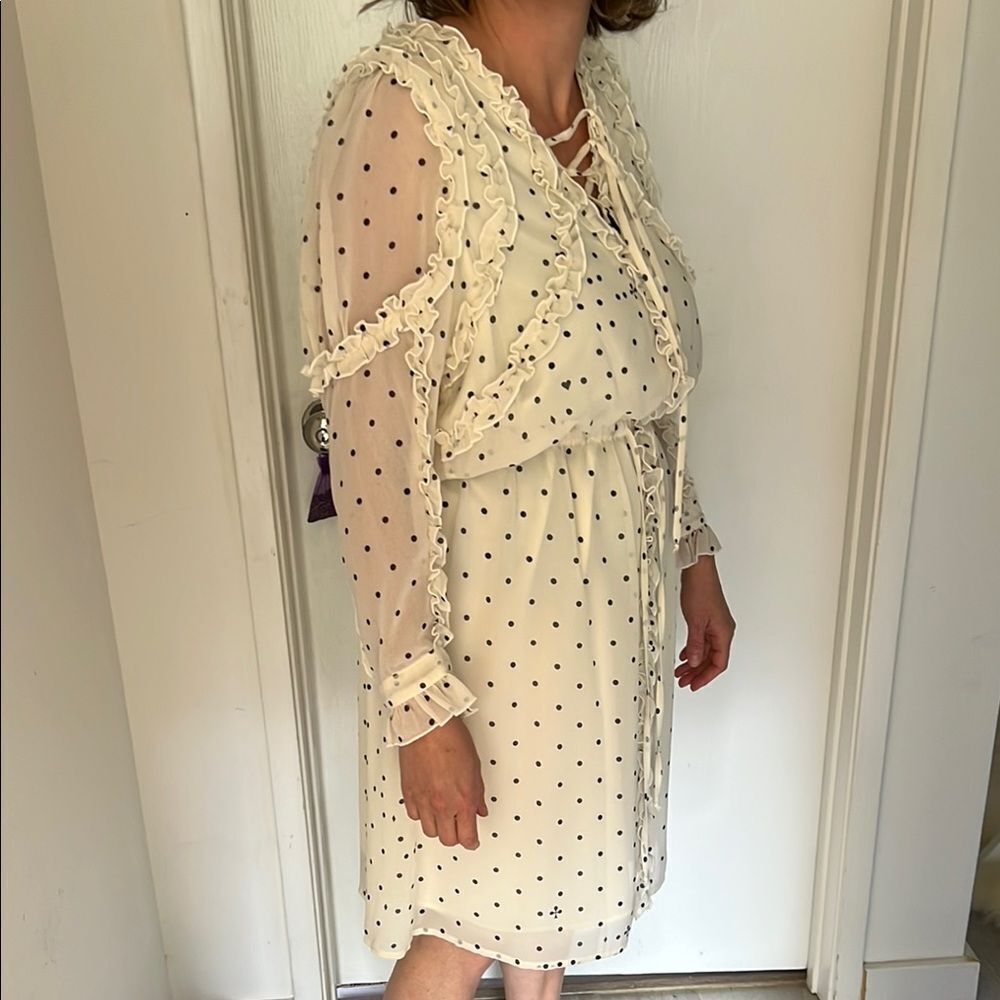 Elegant Cream Polka Dot Dress